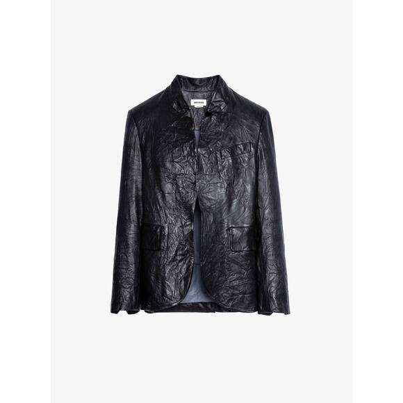 Zadig Voltaire Verys Crinkled Lambskin Leather Jacket - Picture 1 of 9